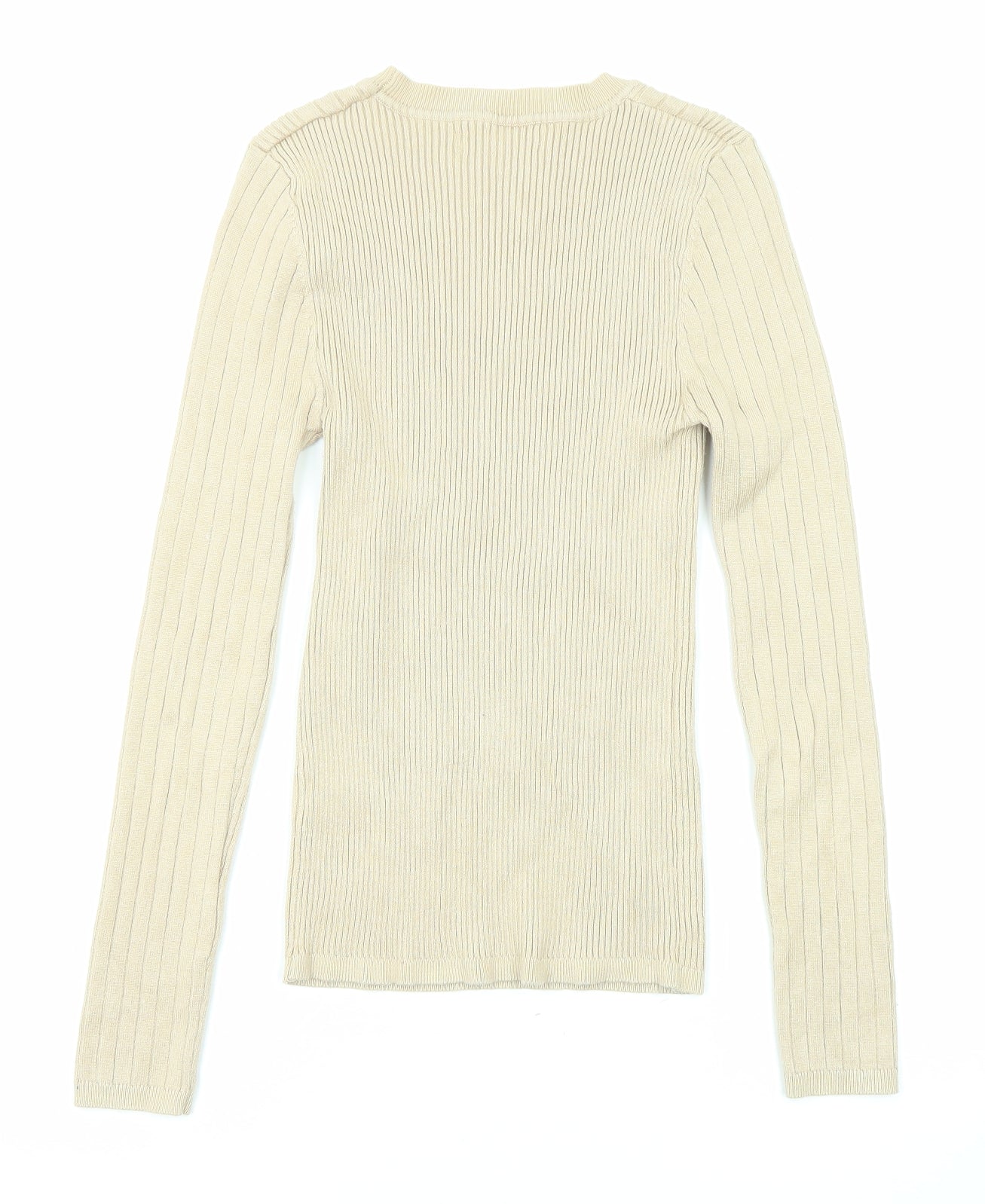 Love Tree Womens Beige Round Neck Viscose Pullover Jumper Size S