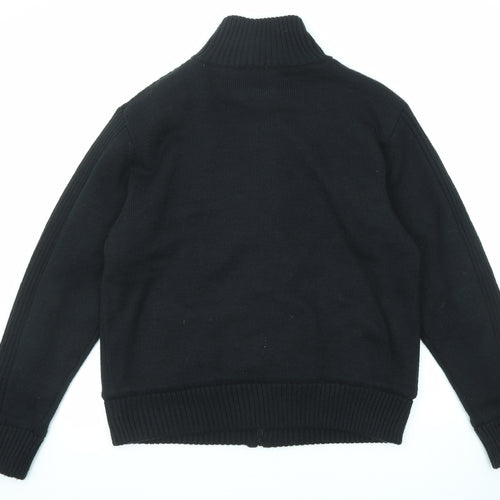 Kangol Mens Black High Neck Acrylic Cardigan Jumper Size L Long Sleeve