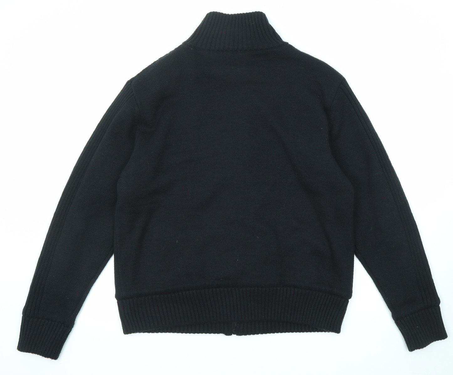 Kangol Mens Black High Neck Acrylic Cardigan Jumper Size L Long Sleeve