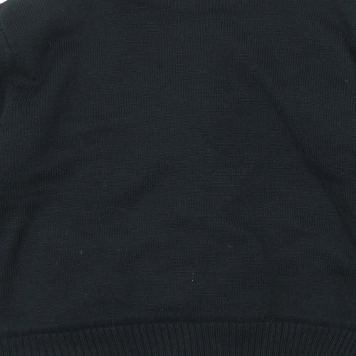 Kangol Mens Black High Neck Acrylic Cardigan Jumper Size L Long Sleeve