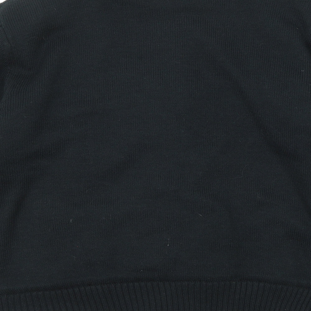 Kangol Mens Black High Neck Acrylic Cardigan Jumper Size L Long Sleeve