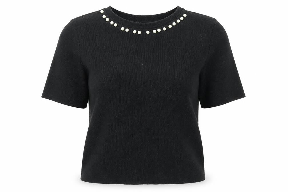Front view of Zara women’s black round neck cotton jumper, size S