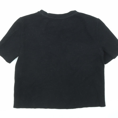 Zara Womens Black Round Neck Cotton Pullover Jumper Size S