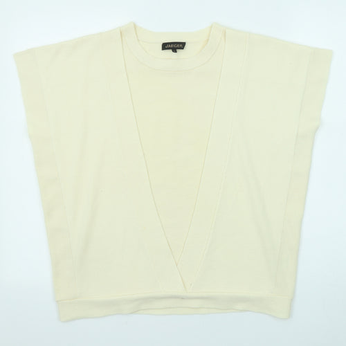 Jaeger Womens Ivory Round Neck Wool Pullover Jumper Size M