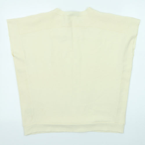 Jaeger Womens Ivory Round Neck Wool Pullover Jumper Size M