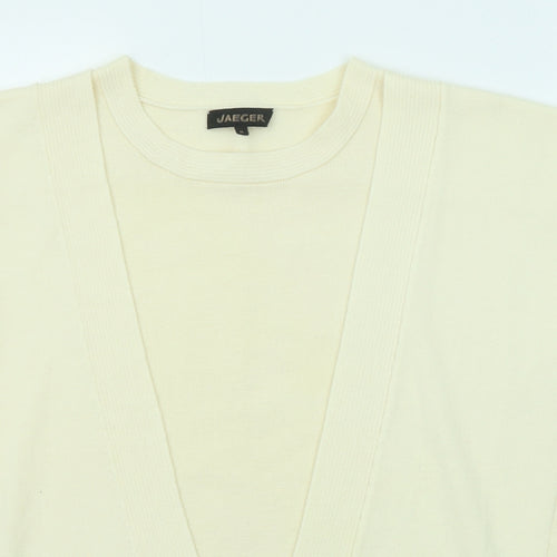 Jaeger Womens Ivory Round Neck Wool Pullover Jumper Size M
