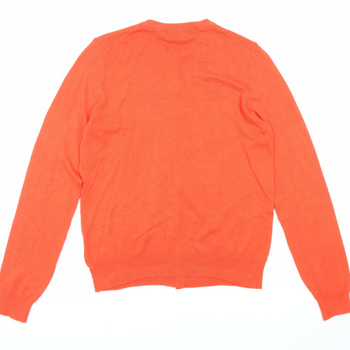 Marks and Spencer Womens Orange Round Neck Viscose Cardigan Jumper Size 12