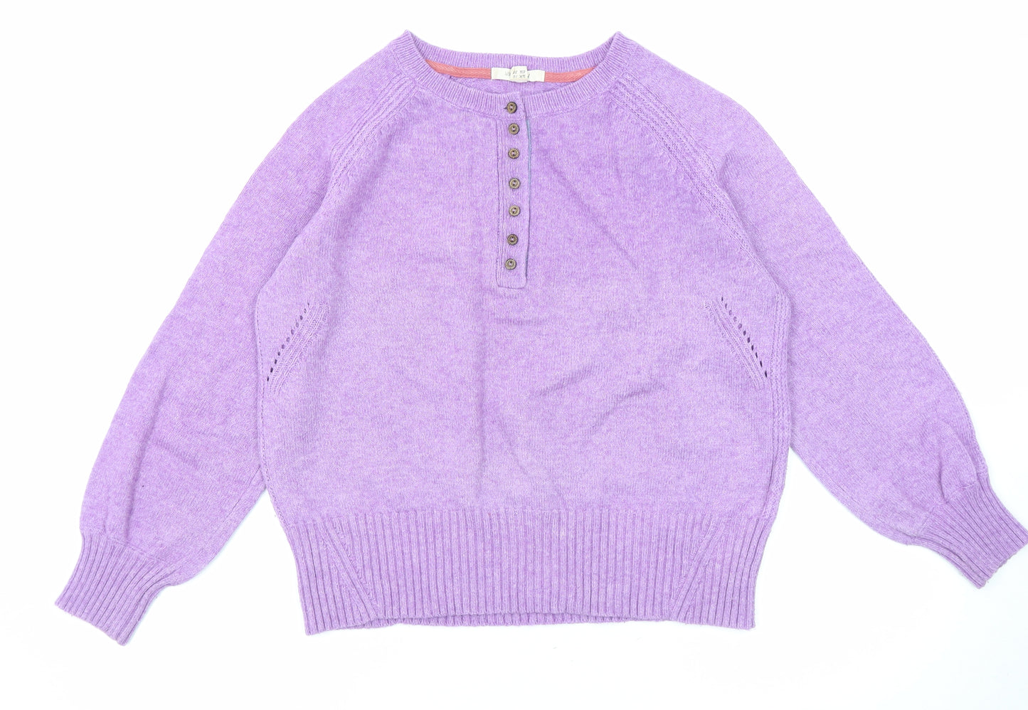 White Stuff Womens Purple Round Neck Wool Pullover Jumper Size 10