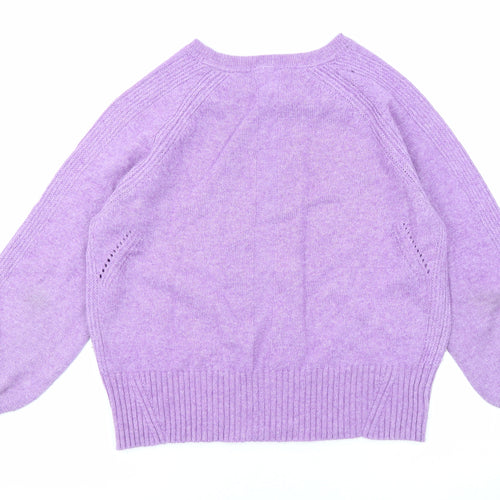 White Stuff Womens Purple Round Neck Wool Pullover Jumper Size 10