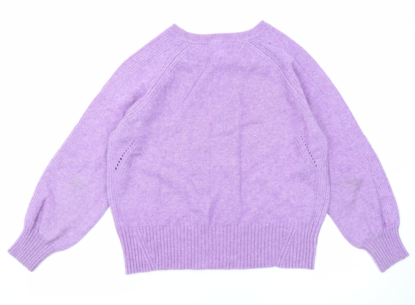 White Stuff Womens Purple Round Neck Wool Pullover Jumper Size 10