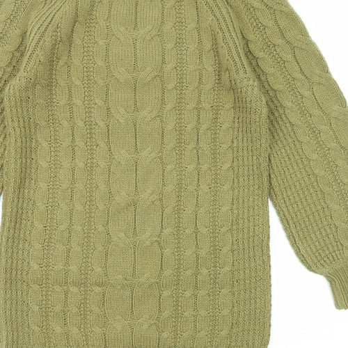 NEXT Womens Green Acrylic Jumper Dress Size XS V-Neck Pullover