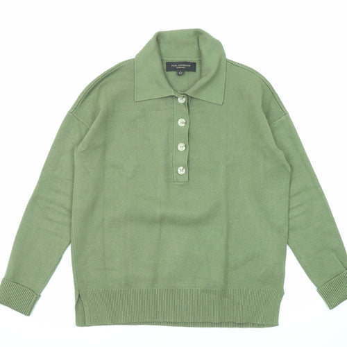 Paul Costelloe Womens Green Collared Viscose Pullover Jumper Size 12