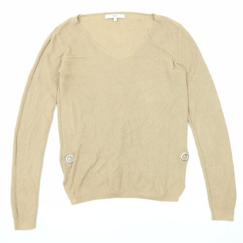 NEXT Womens Beige Round Neck Viscose Pullover Jumper Size 10