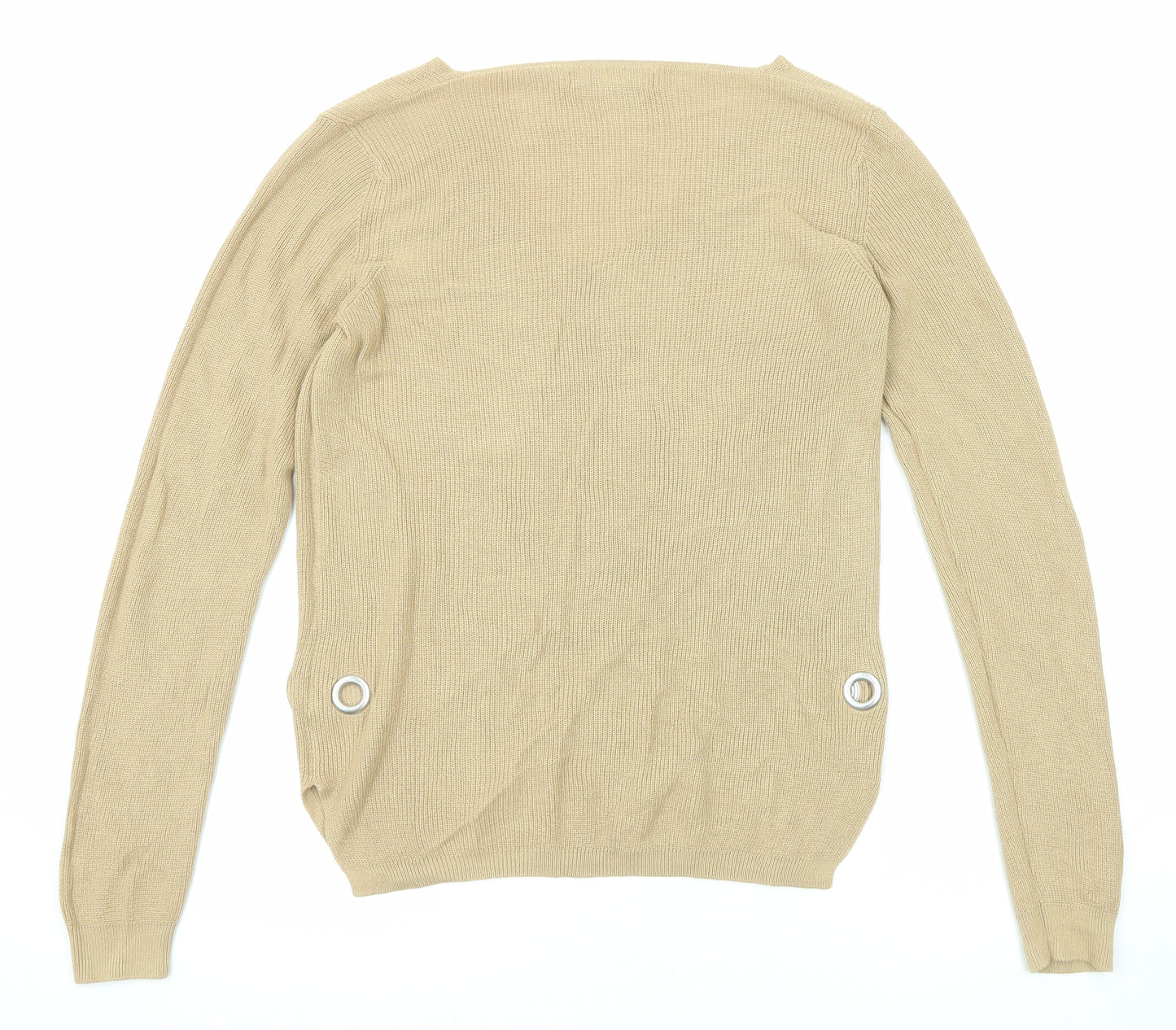 NEXT Womens Beige Round Neck Viscose Pullover Jumper Size 10