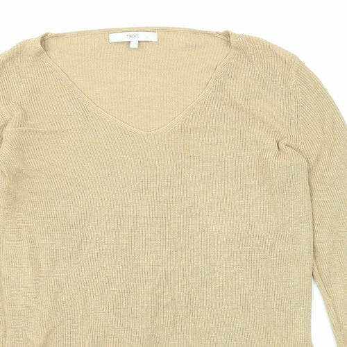 NEXT Womens Beige Round Neck Viscose Pullover Jumper Size 10