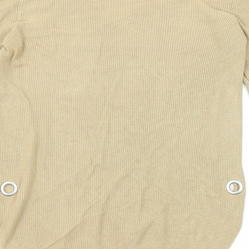 NEXT Womens Beige Round Neck Viscose Pullover Jumper Size 10