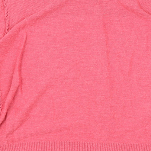 White Stuff Womens Pink Round Neck Cotton Cardigan Jumper Size 10