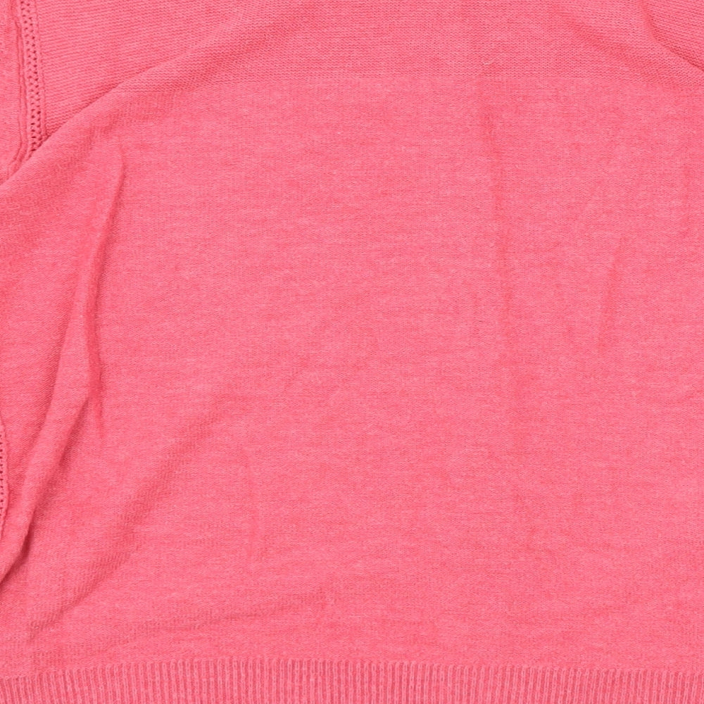 White Stuff Womens Pink Round Neck Cotton Cardigan Jumper Size 10