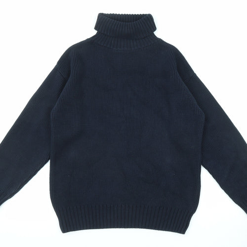 Paul James Womens Blue Roll Neck Cotton Pullover Jumper Size M
