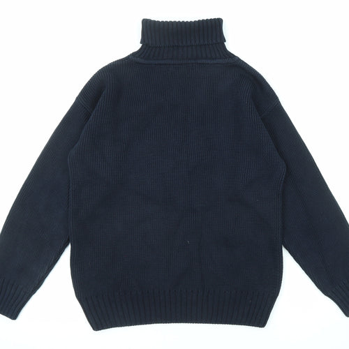 Paul James Womens Blue Roll Neck Cotton Pullover Jumper Size M