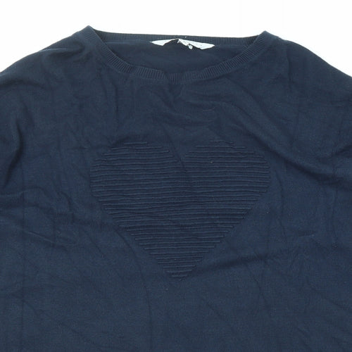 Amara Reya Womens Blue Round Neck Viscose Pullover Jumper Size XL