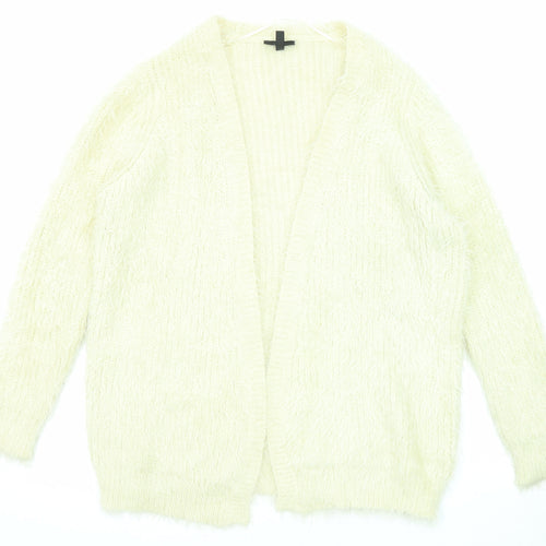 Topshop Womens Beige V-Neck Nylon Cardigan Jumper Size 12