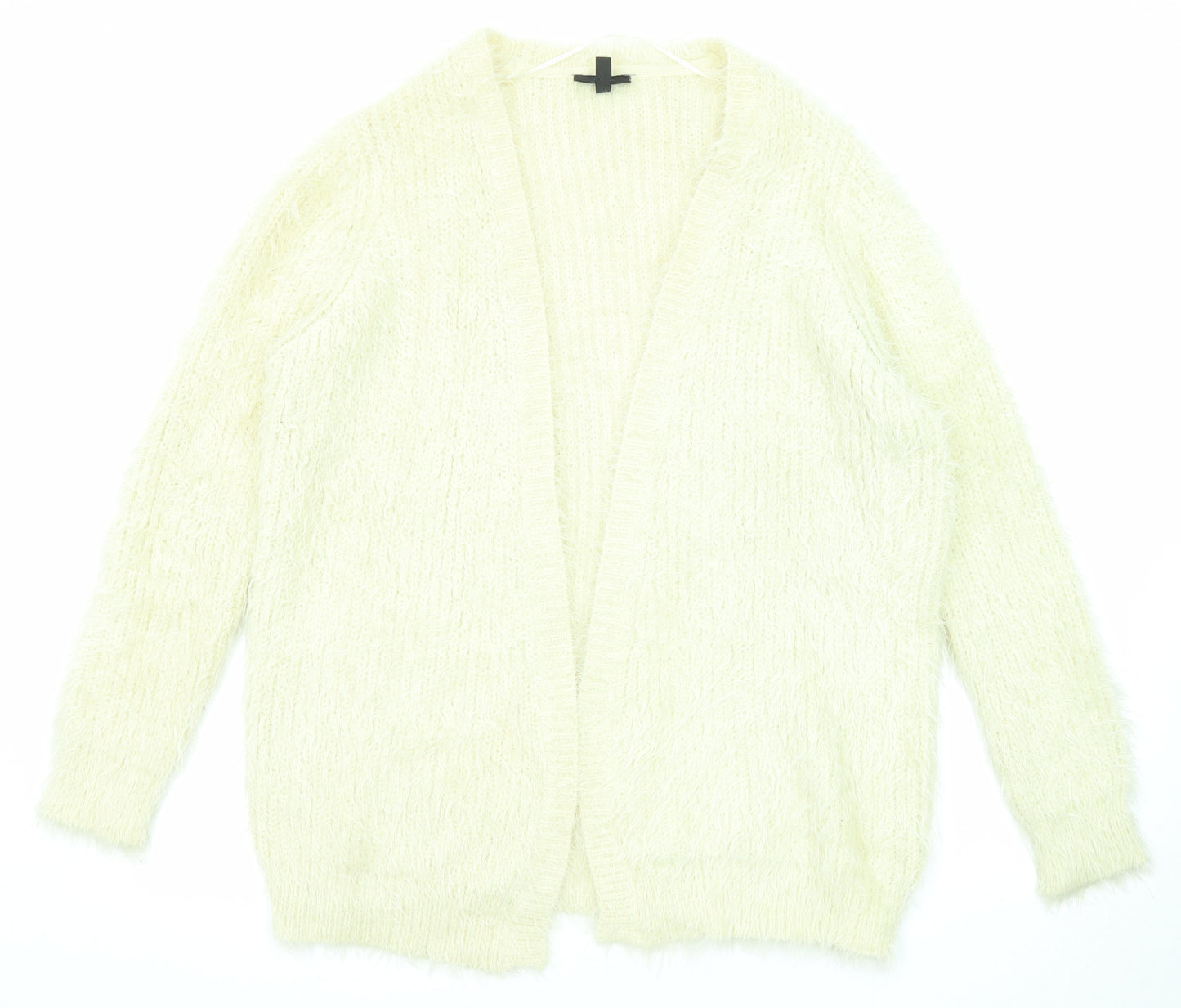 Topshop Womens Beige V-Neck Nylon Cardigan Jumper Size 12