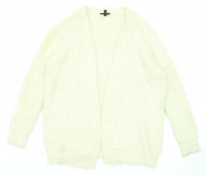 Topshop Womens Beige V-Neck Nylon Cardigan Jumper Size 12