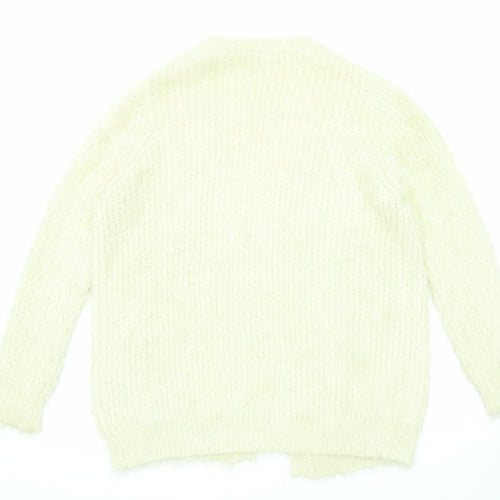 Topshop Womens Beige V-Neck Nylon Cardigan Jumper Size 12