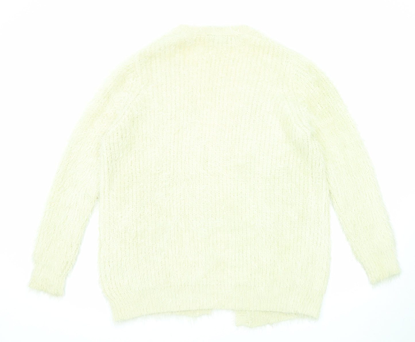 Topshop Womens Beige V-Neck Nylon Cardigan Jumper Size 12