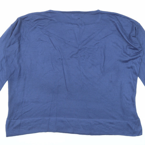 Damart Womens Blue Round Neck Acrylic Pullover Jumper Size 14 - Size 14-16