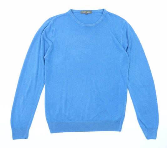 Marks and Spencer Mens Blue Round Neck Acrylic Pullover Jumper Size M Long Sleeve