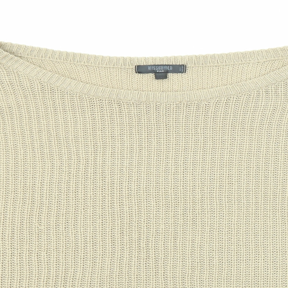 Missguided Womens Beige Boat Neck Acrylic Pullover Jumper Size 22
