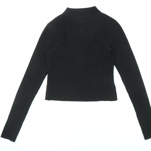Brave Soul Womens Black Mock Neck Acrylic Pullover Jumper Size M