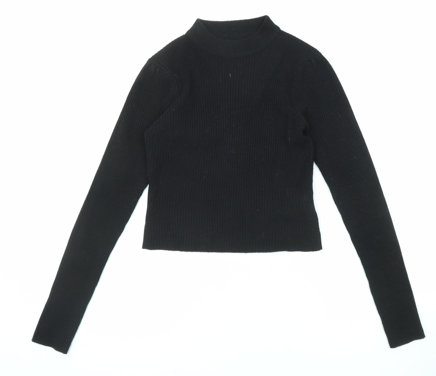 Brave Soul Womens Black Mock Neck Acrylic Pullover Jumper Size M