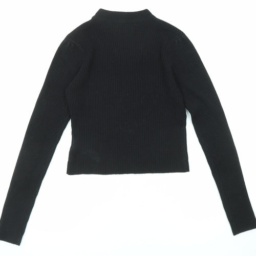 Brave Soul Womens Black Mock Neck Acrylic Pullover Jumper Size M