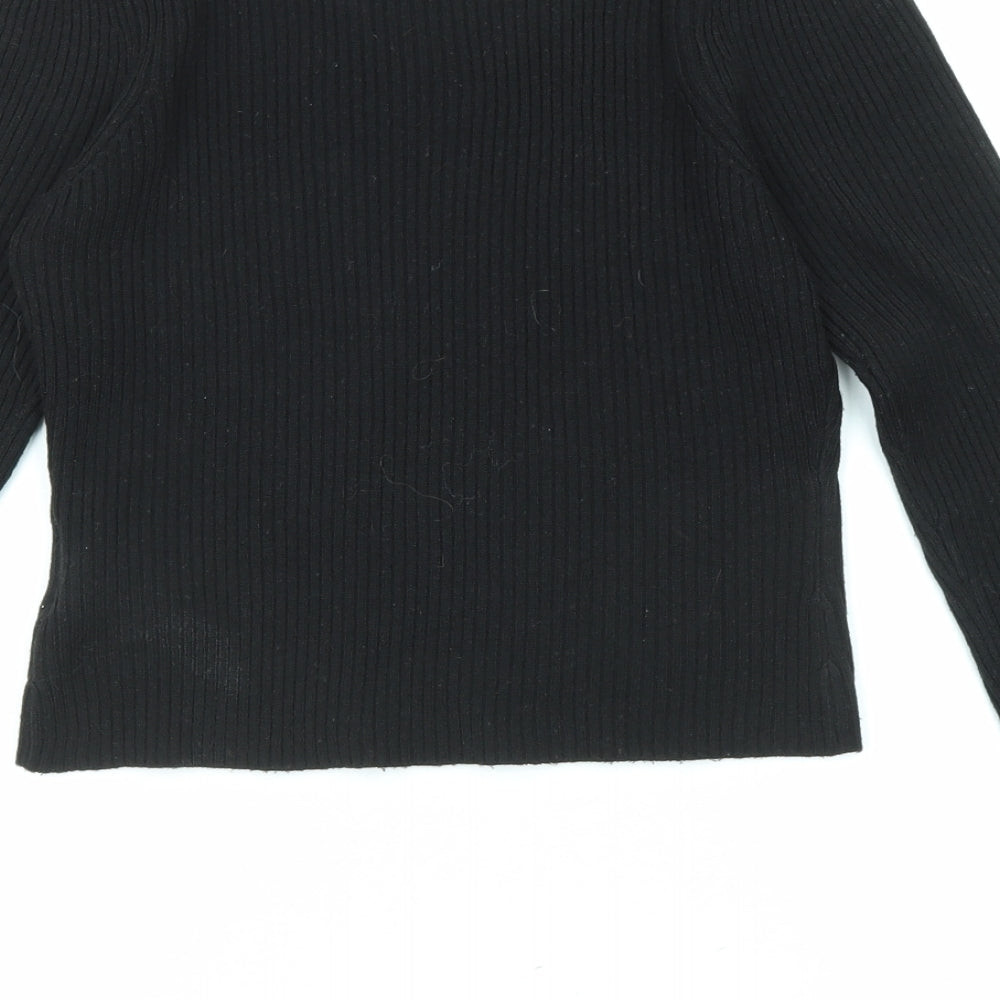 Brave Soul Womens Black Mock Neck Acrylic Pullover Jumper Size M