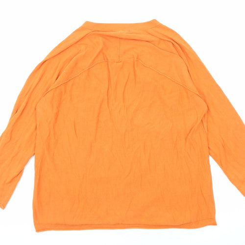White Stuff Womens Orange V-Neck Cotton Cardigan Jumper Size 14
