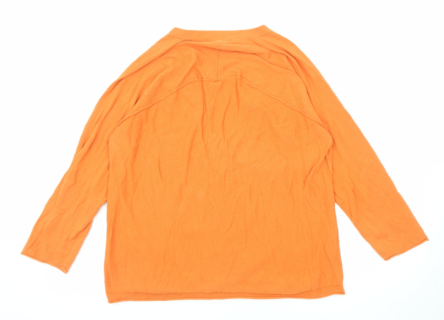 White Stuff Womens Orange V-Neck Cotton Cardigan Jumper Size 14