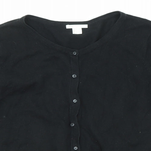 H&M Womens Black Round Neck Cotton Cardigan Jumper Size L