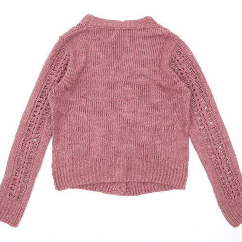 NEXT Womens Pink V-Neck Acrylic Cardigan Jumper Size S