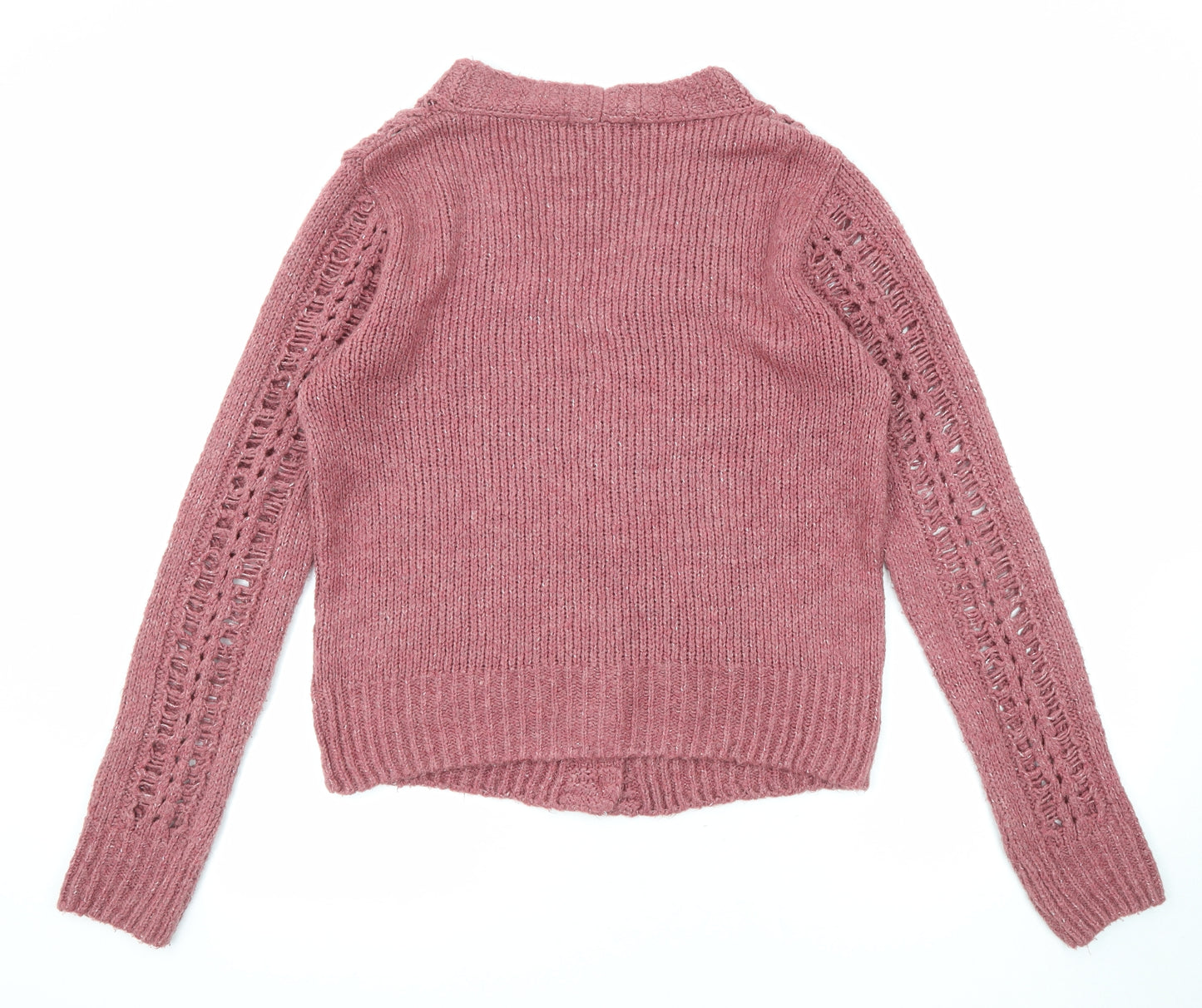 NEXT Womens Pink V-Neck Acrylic Cardigan Jumper Size S