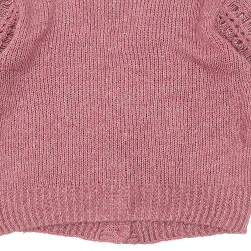 NEXT Womens Pink V-Neck Acrylic Cardigan Jumper Size S