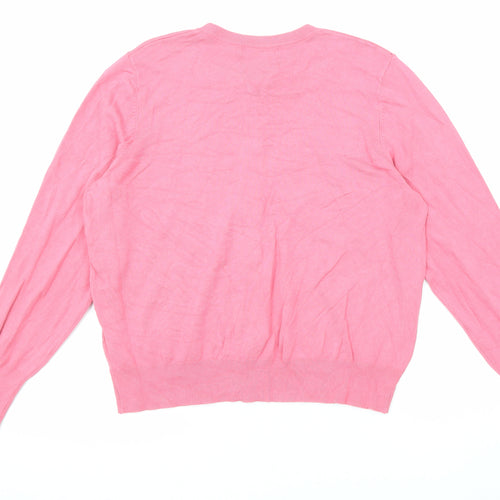 Marks and Spencer Womens Pink Round Neck Viscose Cardigan Jumper Size 16