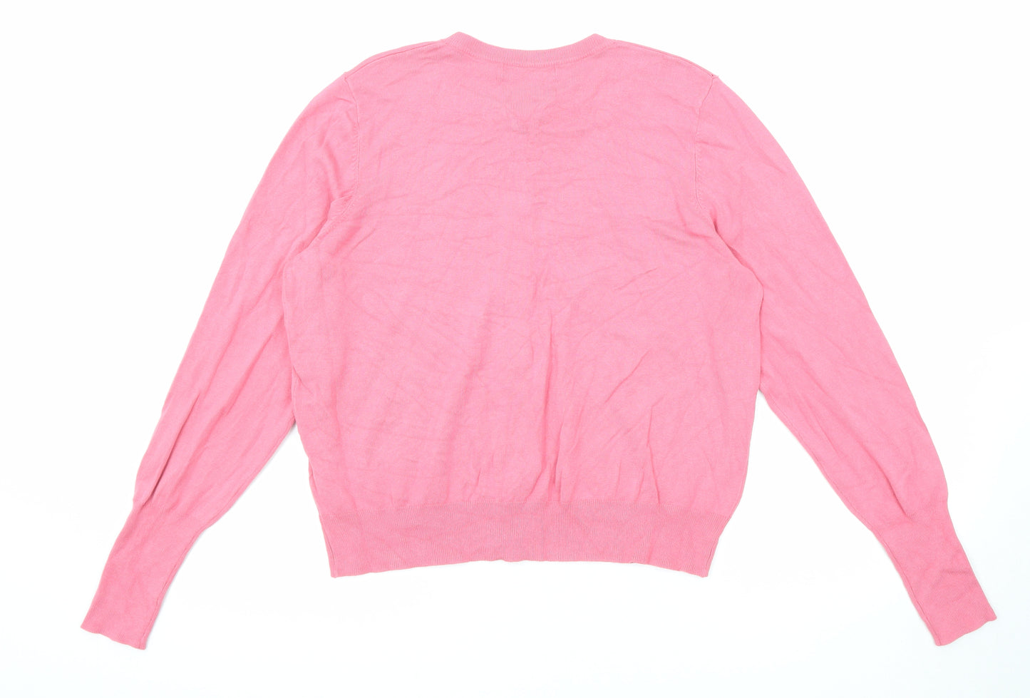 Marks and Spencer Womens Pink Round Neck Viscose Cardigan Jumper Size 16