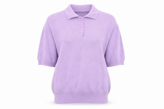 Front view of Country Collection women’s purple collared cotton jumper, size S