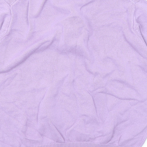 Country Collection Womens Purple Collared Cotton Pullover Jumper Size S