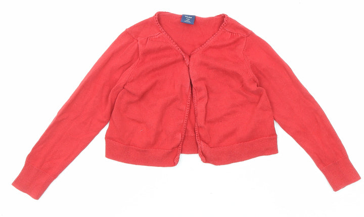 Gap Girls Red V-Neck Cotton Cardigan Jumper Size 4 Years Button