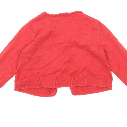 Gap Girls Red V-Neck Cotton Cardigan Jumper Size 4 Years Button
