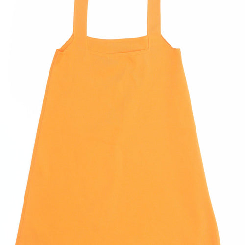 Zara Womens Orange Polyester Pinafore/Dungaree Dress Size S Square Neck Pullover